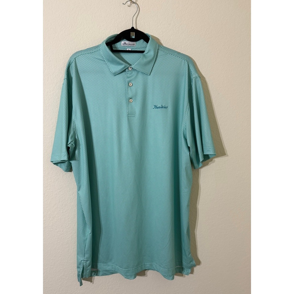 Peter Millar Green Geometric Haalalai Hawaii Button Front Collard Polo Size XL - Picture 1 of 6